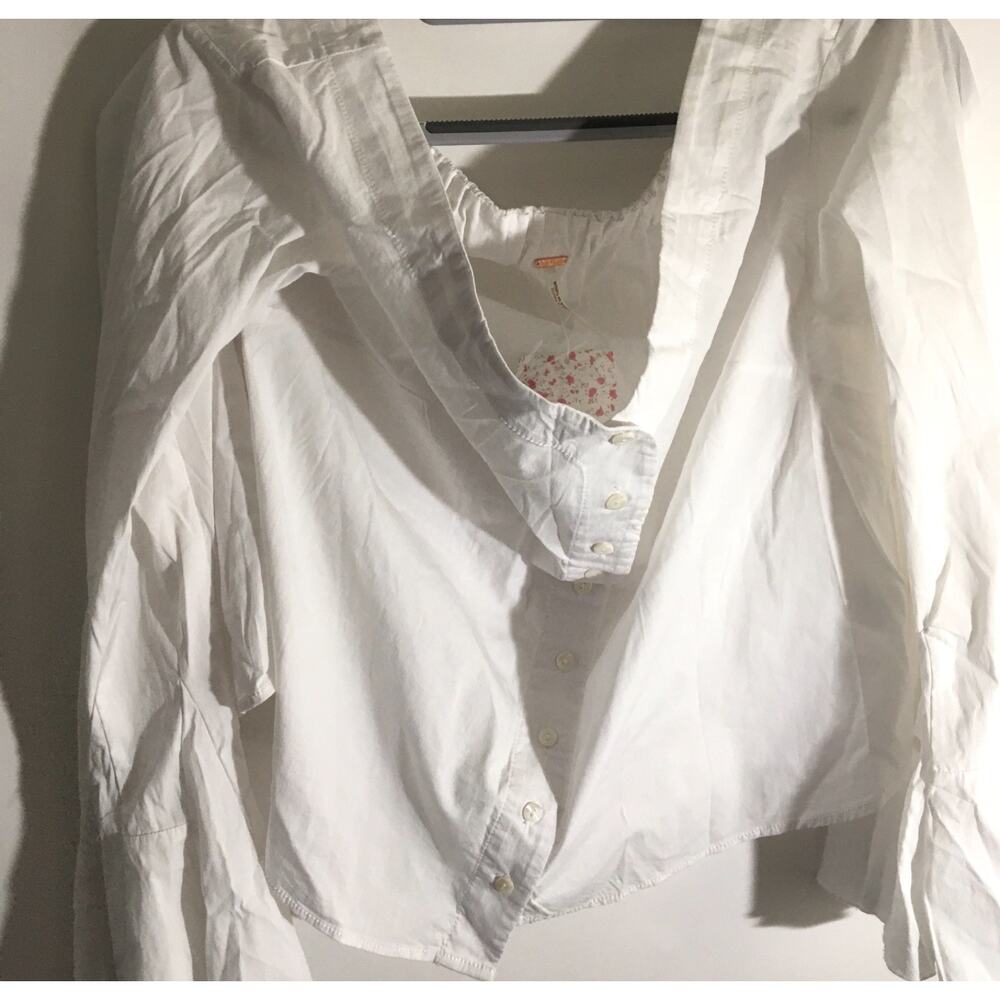 FREE PEOPLE March To The Beat Women’s Size Medium White Off -The Shoulder Top - Picture 2 of 5